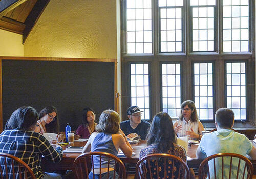 Class during the “Citizens Thinkers Writers: Reflecting on Civic Life,” (CTW) a residential summer program